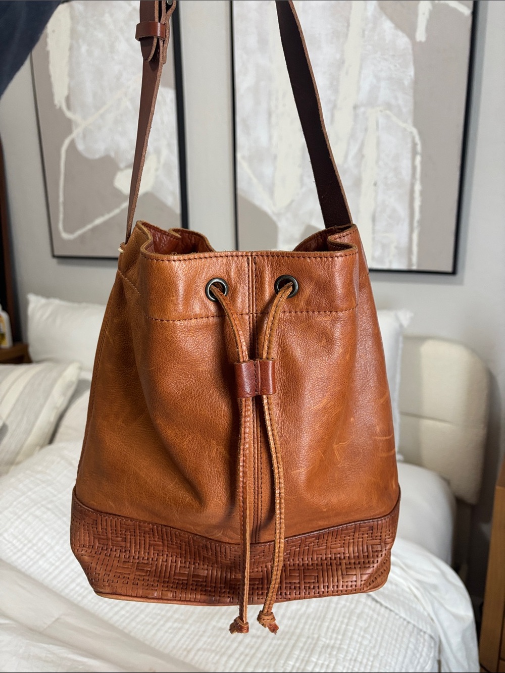 Anthropologie Holding Horses bucket bag